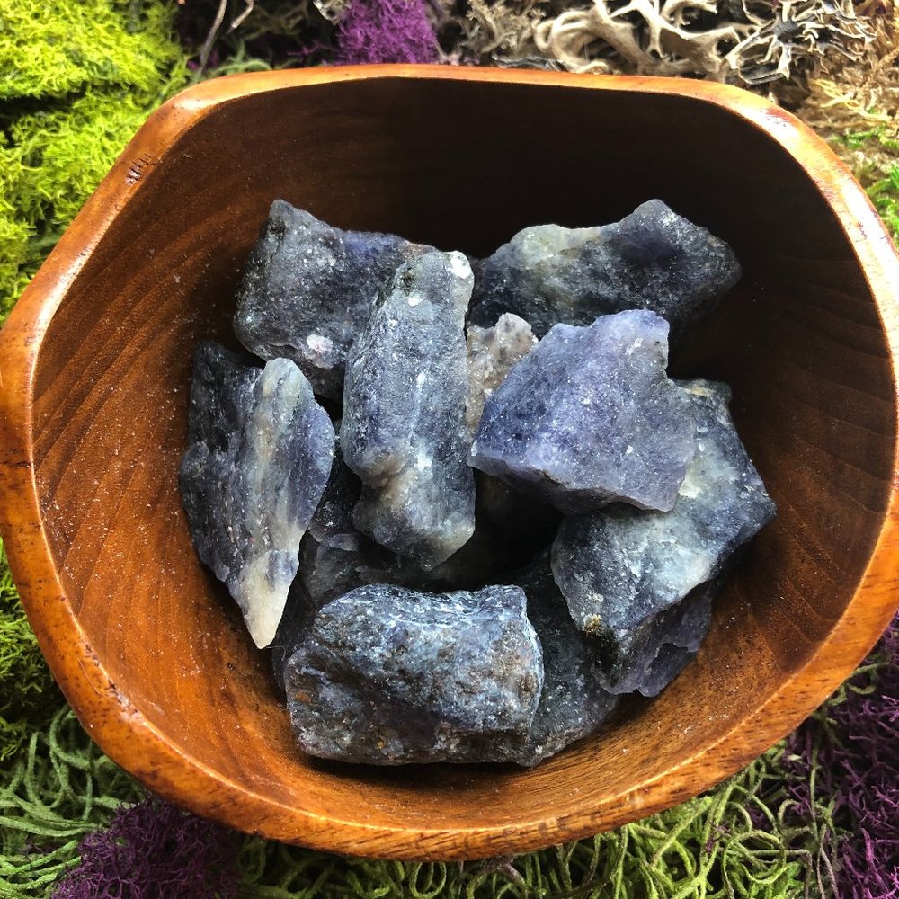 Raw Iolite Chunk blue crystal gemstone natural chakra reiki healing